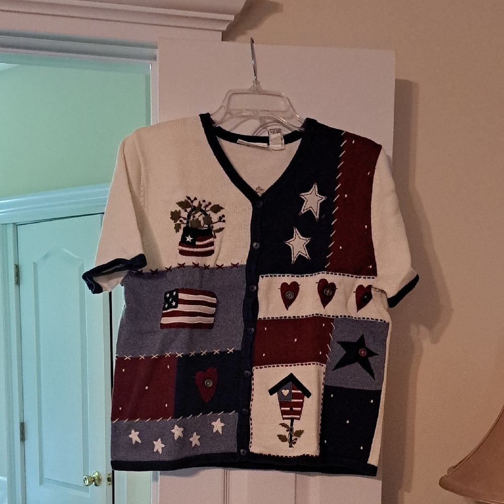 Patriotic Womens Shirt with Stars and Stripes